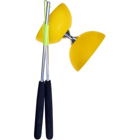 Diabolo avec baguettes en aluminium - Jaune Diabolo avec baguettes en aluminium - Jaune
