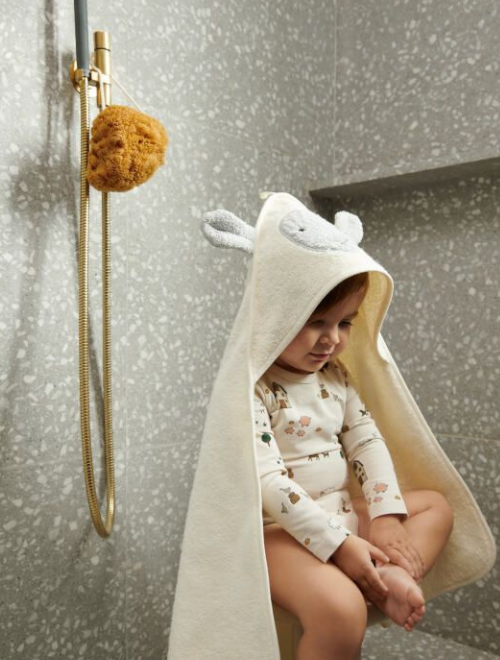 Coffret cape de bain bébé + 2 gants d'apprentissage animaux - JADE - LA  NATURE DES PETITS
