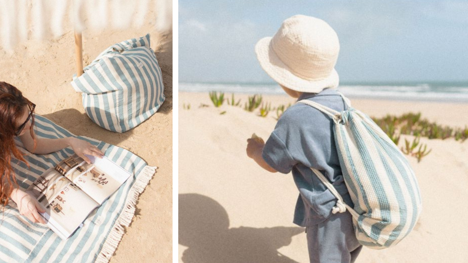 sac à dos et serviette de plage nobodinoz